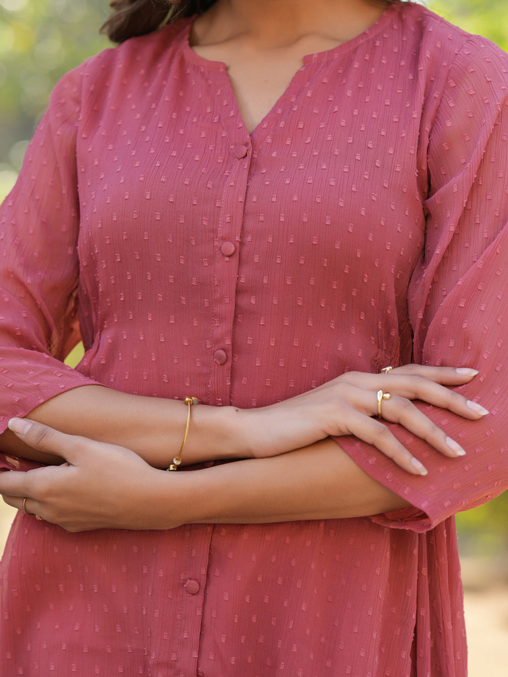 Janasya Light Dobby Chiffon Self Design A-Line Kurta - Distacart