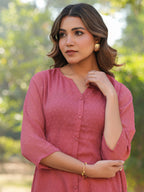 Janasya Light Dobby Chiffon Self Design A-Line Kurta - Distacart