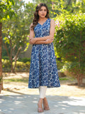 Janasya Dark Cotton Floral A-Line Kurta - Distacart