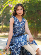 Janasya Dark Cotton Floral A-Line Kurta - Distacart