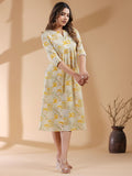 Janasya Light Cotton Floral A-Line Kurta - Distacart