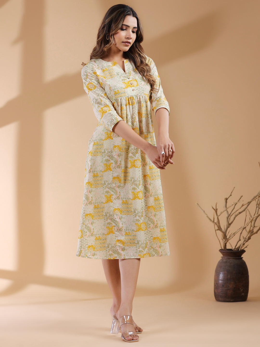 Janasya Light Cotton Floral A-Line Kurta - Distacart