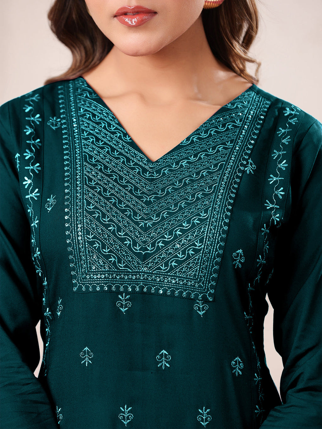 Janasya Dark Rayon Embroidered Straight Kurta - Distacart