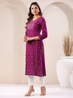 Janasya Dark Rayon Embroidered Straight Kurta - Distacart