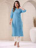 Janasya Light Cotton Solid Straight Kurta - Distacart