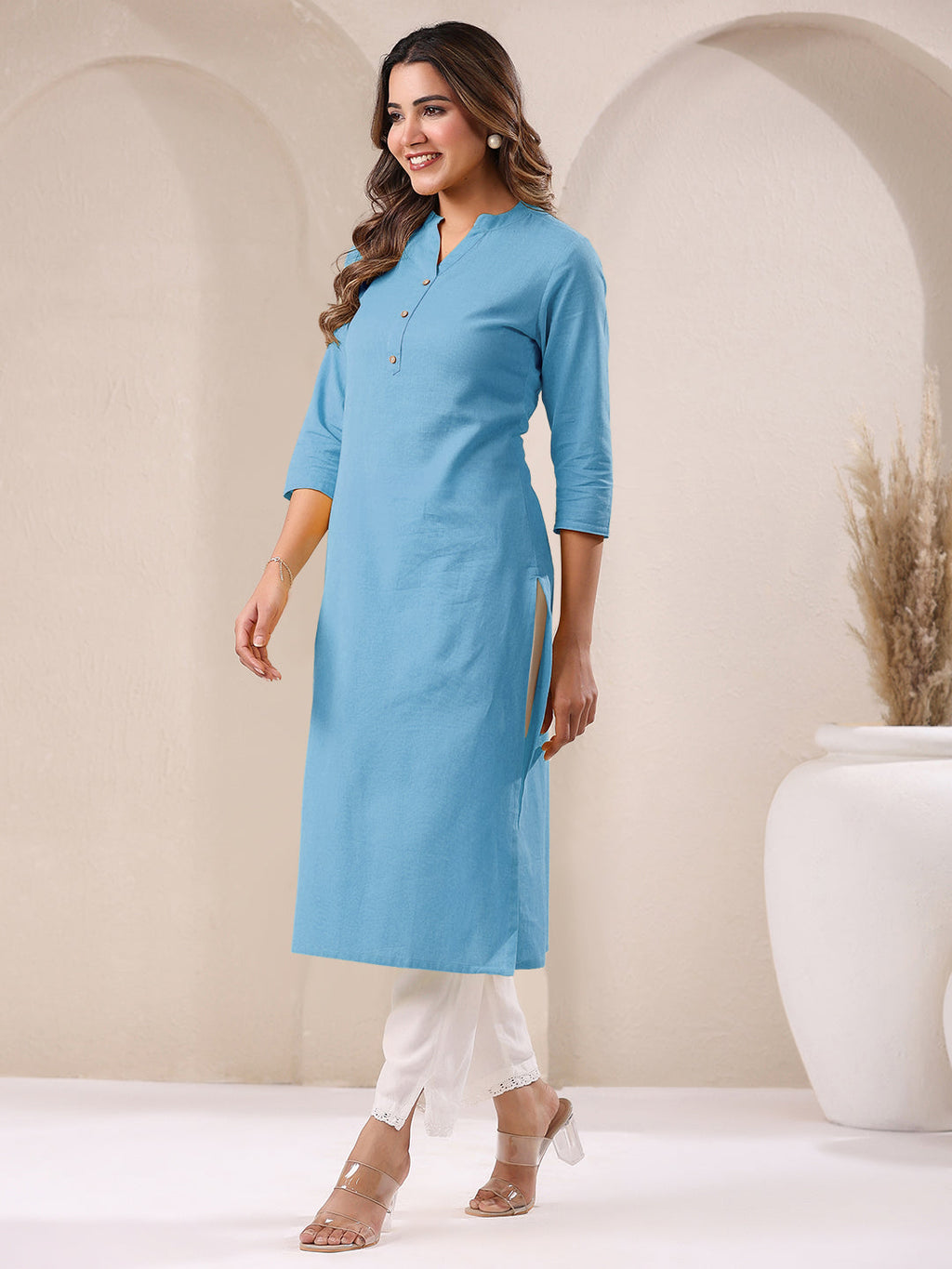 Janasya Light Cotton Solid Straight Kurta - Distacart