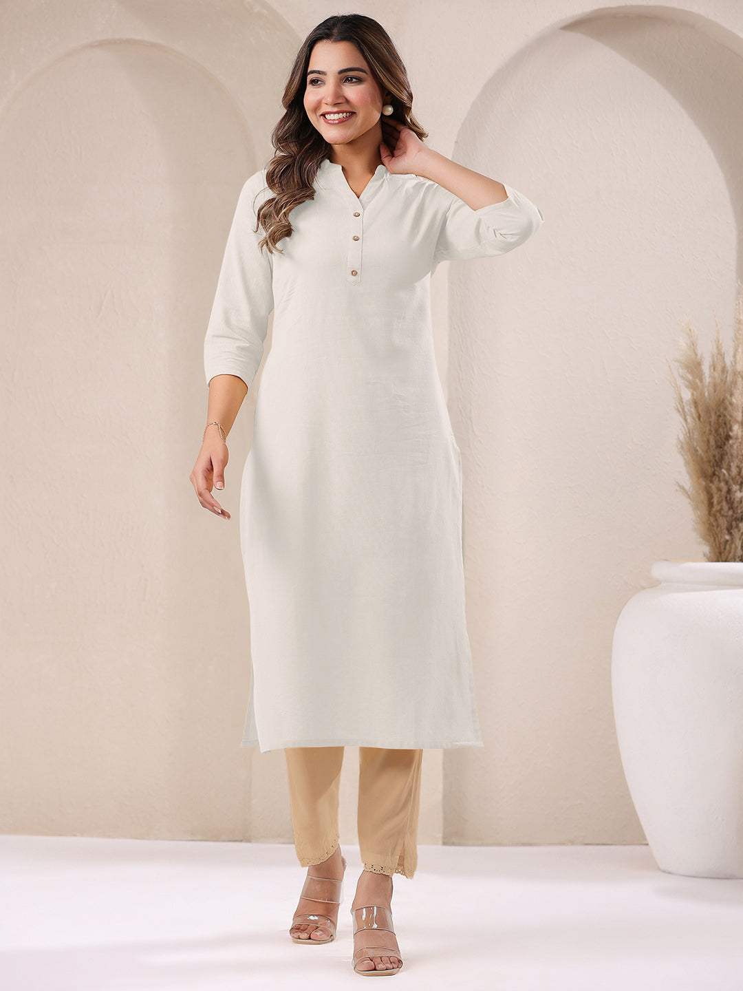 Janasya Light Cotton Solid Straight Kurta - Distacart
