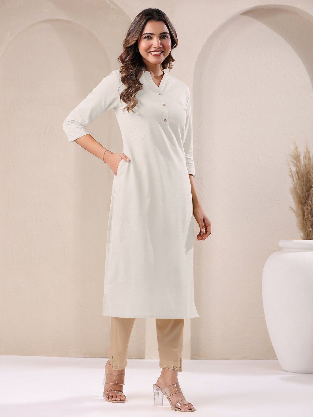 Janasya Light Cotton Solid Straight Kurta - Distacart