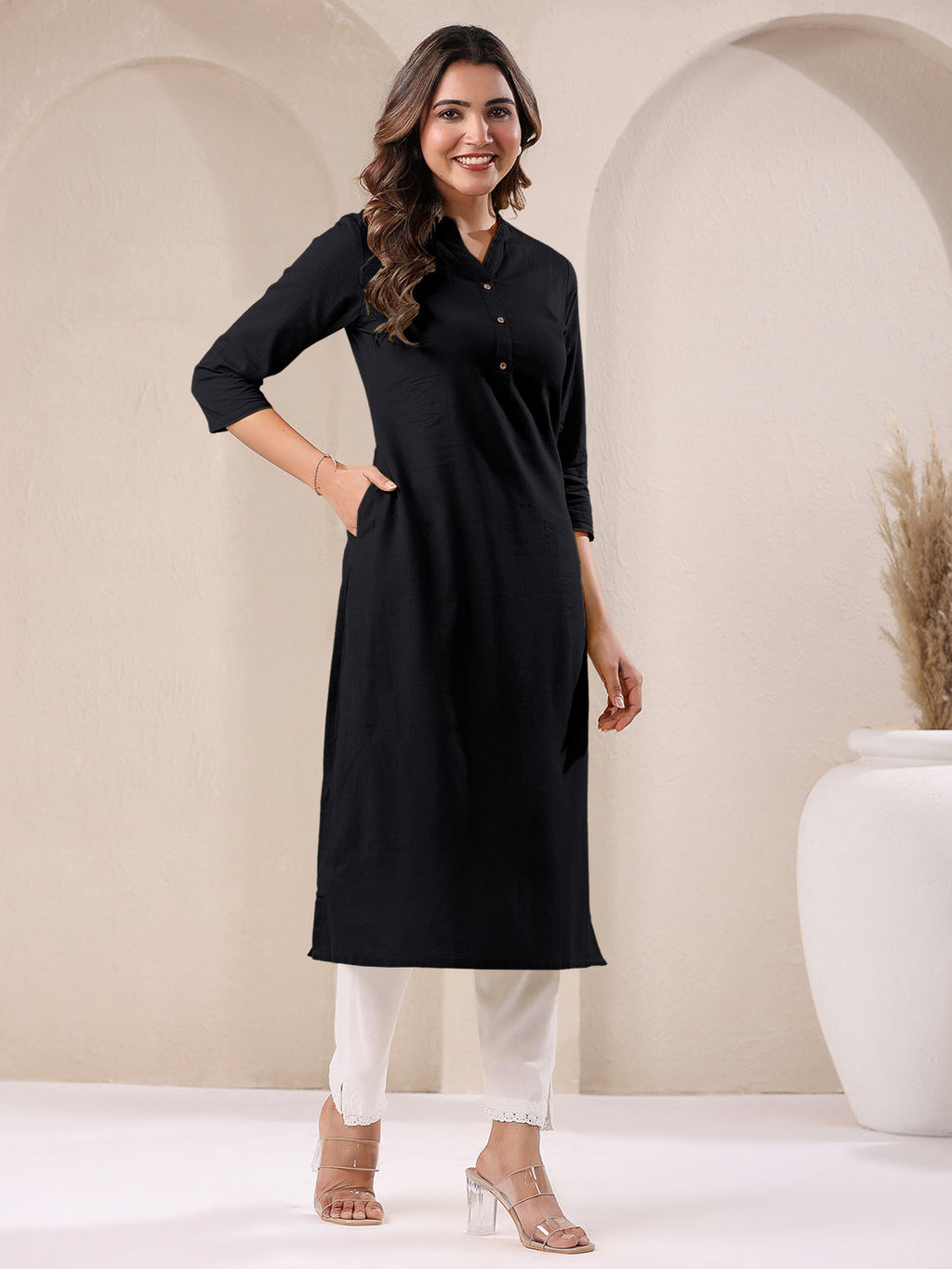 Janasya Light Cotton Solid Straight Kurta - Distacart