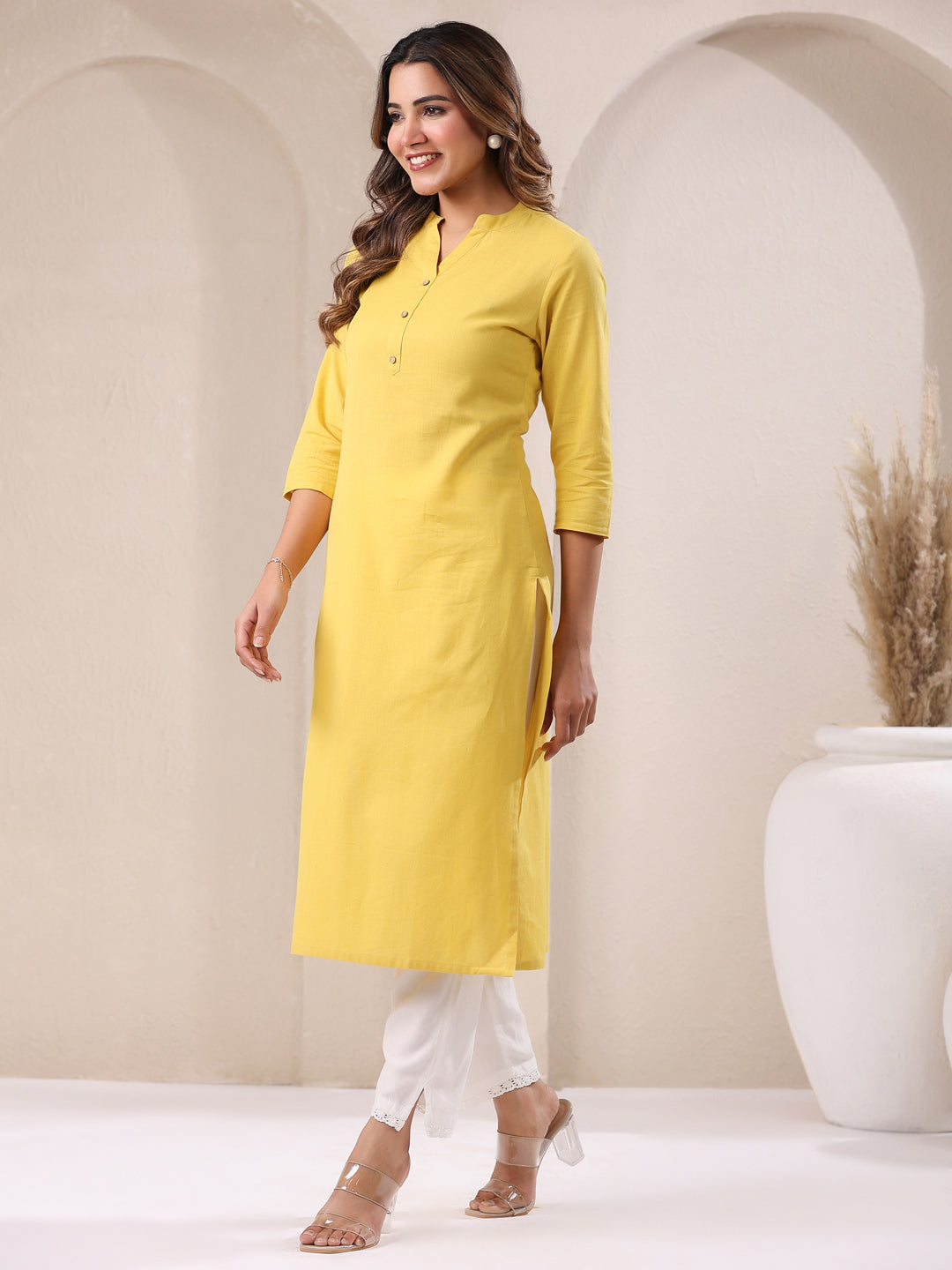 Janasya Light Cotton Solid Straight Kurta - Distacart