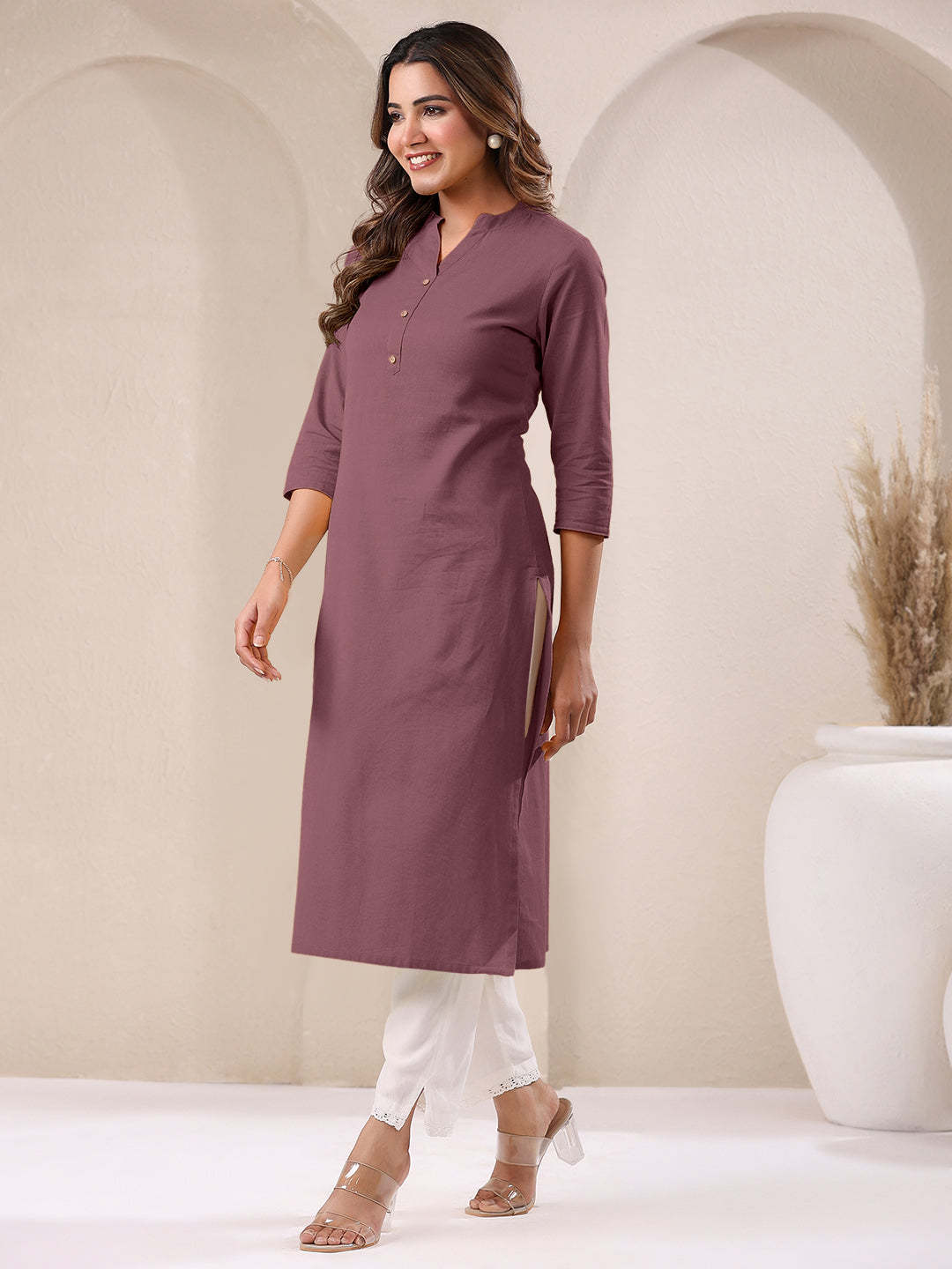 Janasya Light Cotton Solid Straight Kurta - Distacart