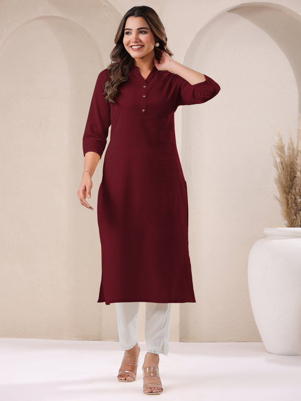 Janasya Light Cotton Solid Straight Kurta - Distacart