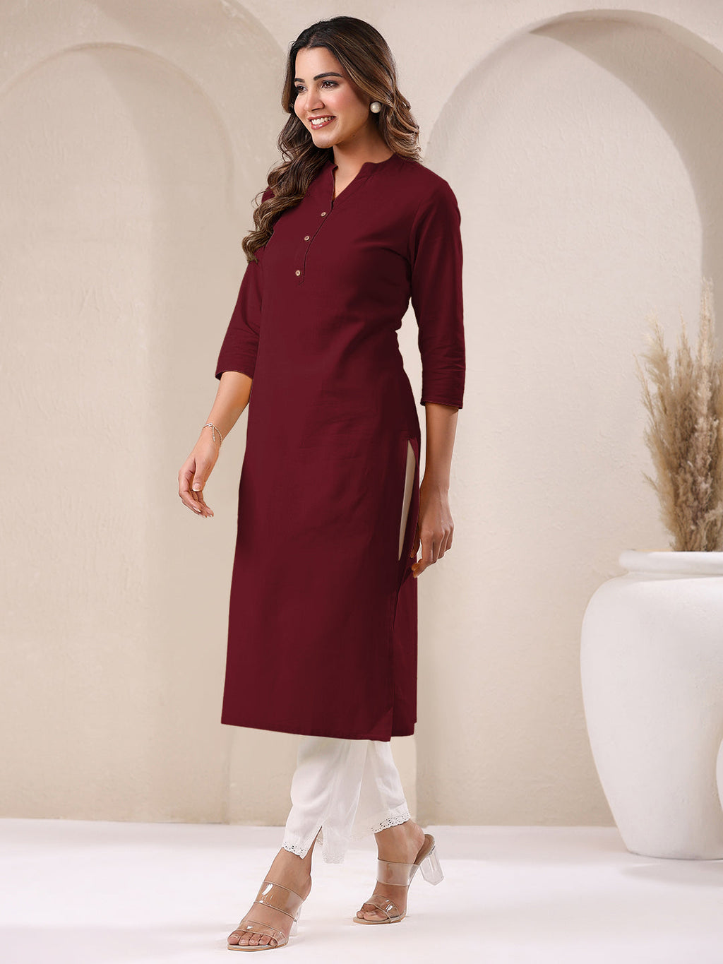 Janasya Light Cotton Solid Straight Kurta - Distacart