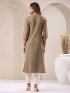 Janasya Light Cotton Solid Straight Kurta