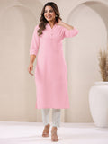 Janasya Light Cotton Solid Straight Kurta - Distacart