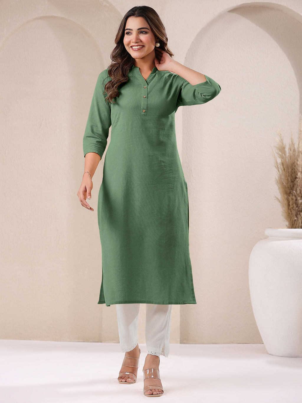 Janasya Light Cotton Solid Straight Kurta - Distacart