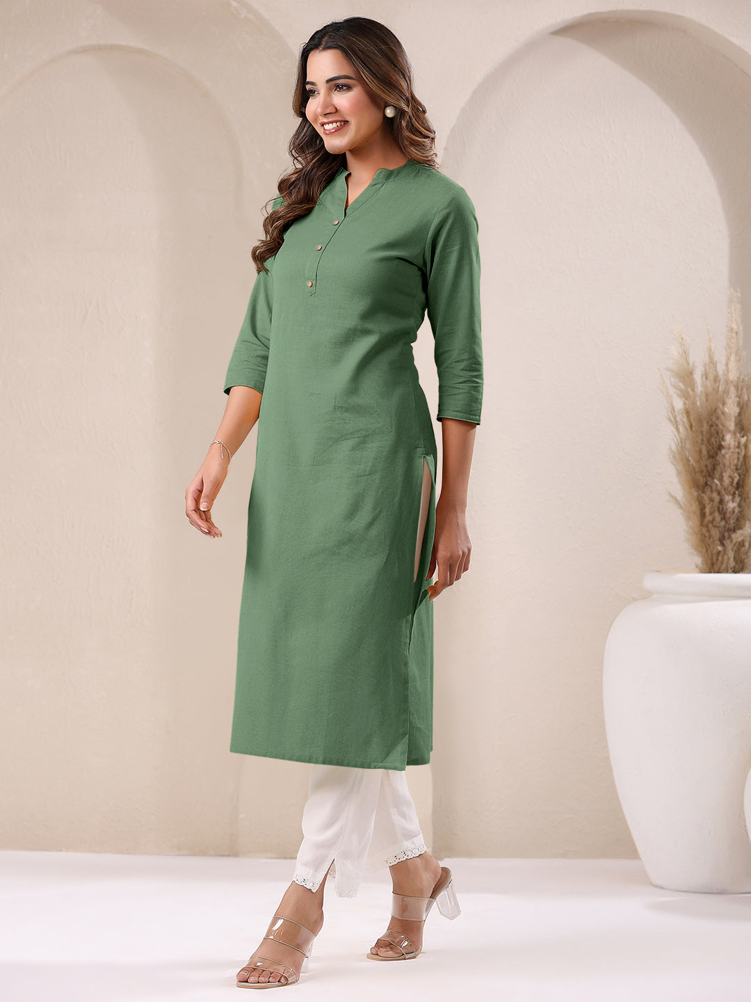 Janasya Light Cotton Solid Straight Kurta - Distacart