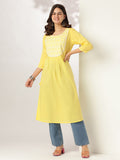 Janasya Light Cotton Yoke Embroidery A-Line Kurta - Distacart