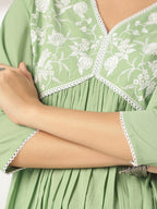 Janasya Light Cotton Yoke Embroidery A-Line Kurta - Distacart