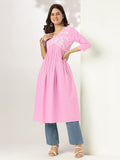 Janasya Light Cotton Yoke Embroidery A-Line Kurta - Distacart