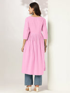Janasya Light Cotton Yoke Embroidery A-Line Kurta - Distacart