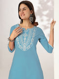 Janasya Light Cotton Yoke Embroidery Straight Kurta - Distacart