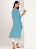 Janasya Light Cotton Yoke Embroidery Straight Kurta - Distacart