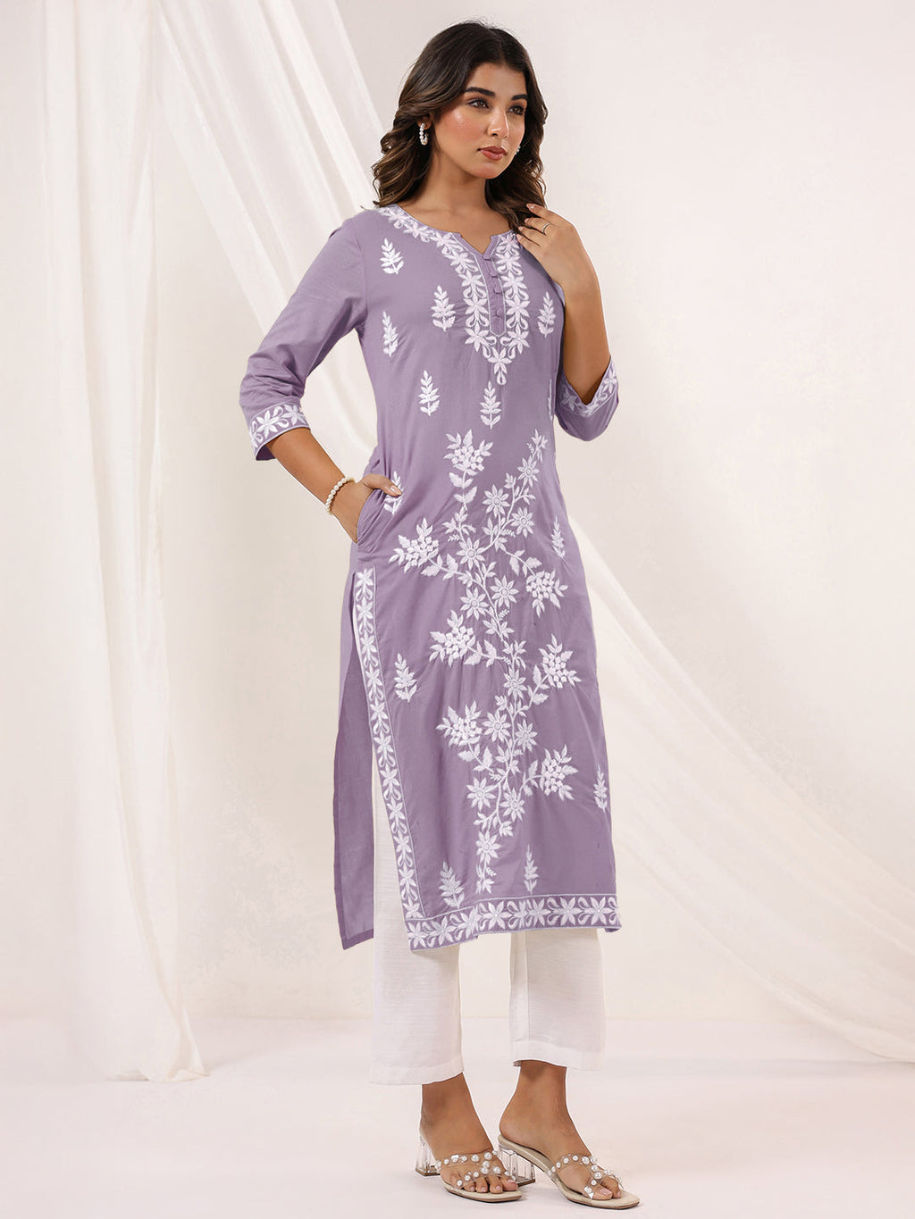 Janasya Light Cotton Embroidered Straight Kurta - Distacart