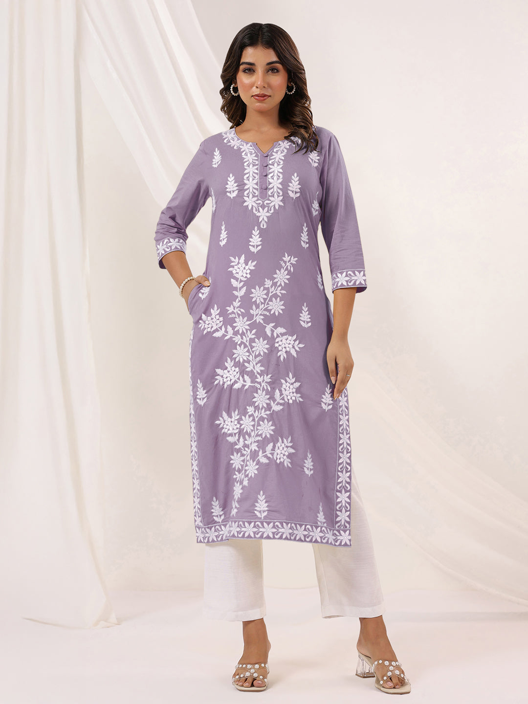 Janasya Light Cotton Embroidered Straight Kurta - Distacart