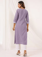 Janasya Light Cotton Embroidered Straight Kurta - Distacart