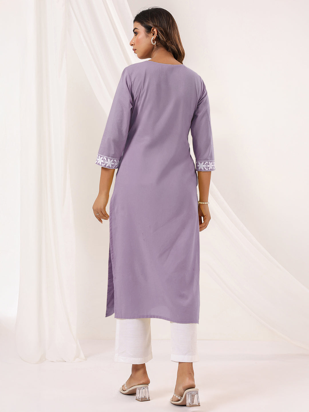 Janasya Light Cotton Embroidered Straight Kurta - Distacart