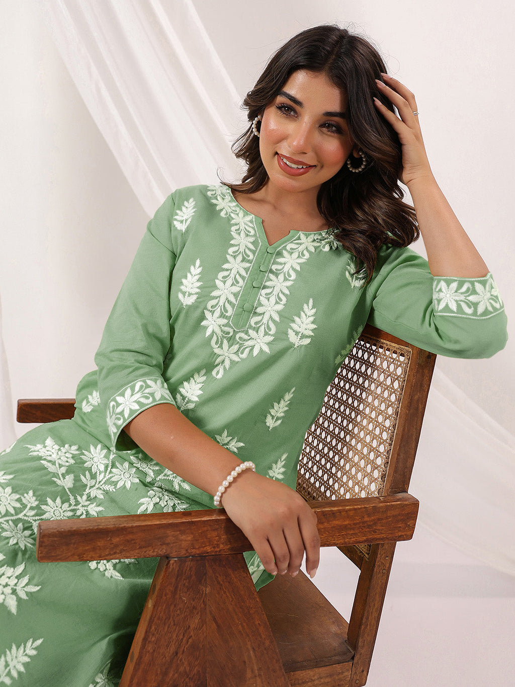 Janasya Light Cotton Embroidered Straight Kurta - Distacart