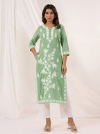 Janasya Light Cotton Embroidered Straight Kurta - Distacart