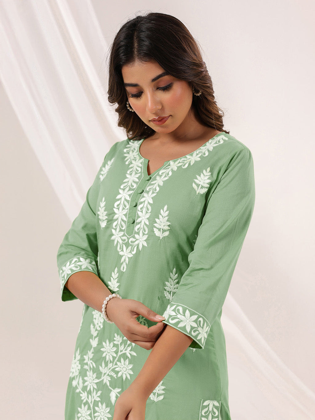 Janasya Light Cotton Embroidered Straight Kurta - Distacart