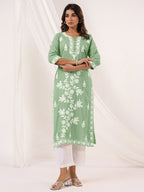 Janasya Light Cotton Embroidered Straight Kurta - Distacart