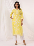 Janasya Light Cotton Embroidered Straight Kurta - Distacart