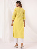 Janasya Light Cotton Embroidered Straight Kurta - Distacart