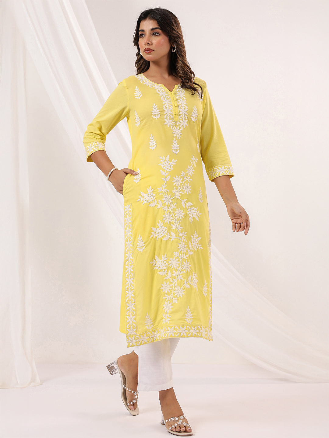 Janasya Light Cotton Embroidered Straight Kurta - Distacart
