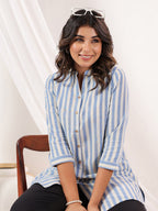 Janasya Light Cotton Striped Straight Kurta - Distacart