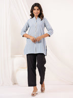 Janasya Light Cotton Striped Straight Kurta - Distacart
