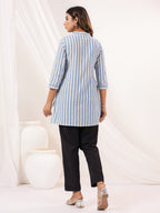 Janasya Light Cotton Striped Straight Kurta - Distacart