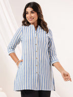 Janasya Light Cotton Striped Straight Kurta - Distacart