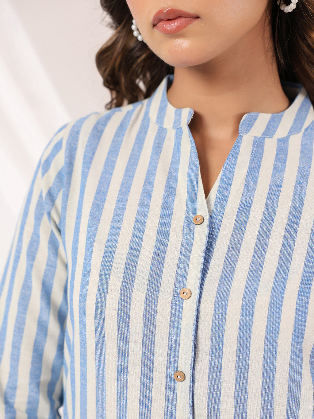 Janasya Light Cotton Striped Straight Kurta - Distacart