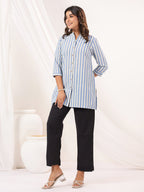 Janasya Light Cotton Striped Straight Kurta - Distacart
