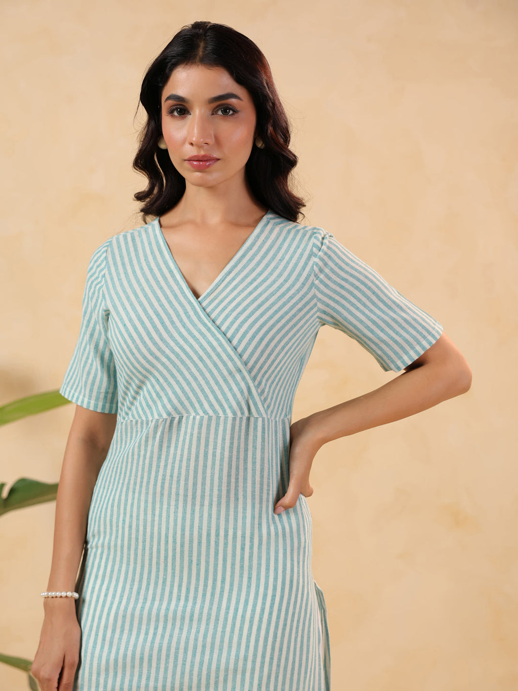 Janasya Light Cotton Striped Straight Kurta - Distacart