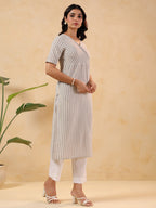 Janasya Light Cotton Striped Straight Kurta - Distacart