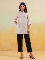 Janasya Light Cotton Striped Straight Kurta - Distacart