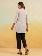 Janasya Light Cotton Striped Straight Kurta - Distacart