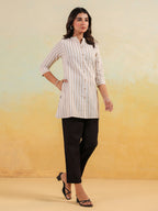 Janasya Light Cotton Striped Straight Kurta - Distacart