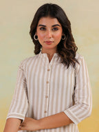 Janasya Light Cotton Striped Straight Kurta - Distacart